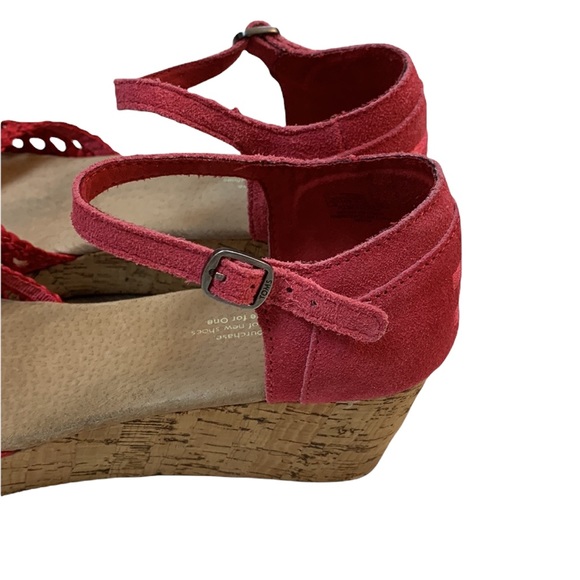 Toms Woven Platform Wedge Size 9 - Red - Picture 4 of 7